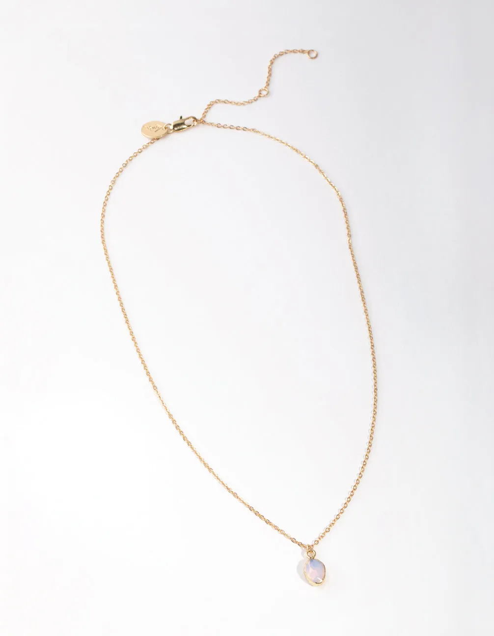 Gold Plated Semi Precious Oval Pendant Necklace