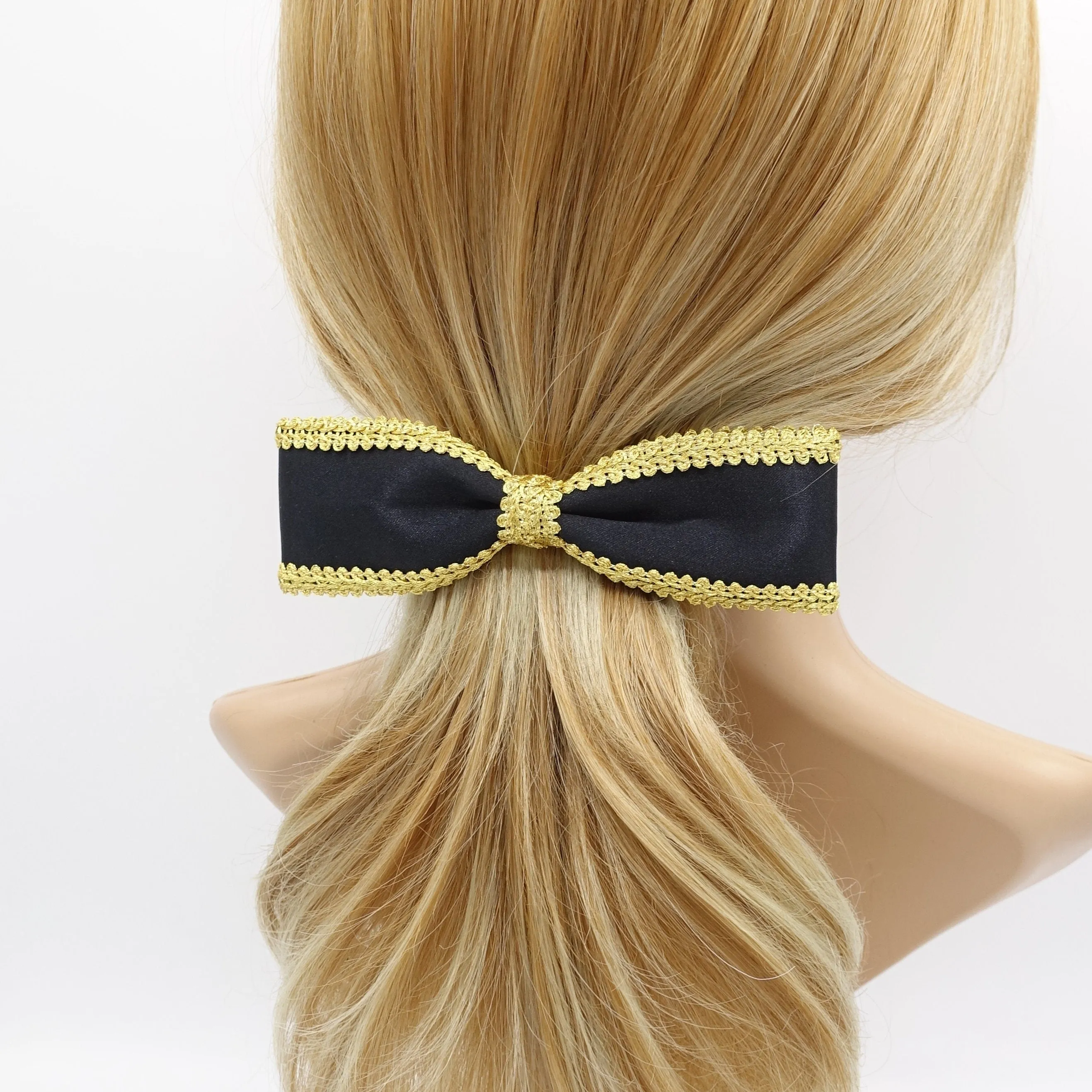 golden edge satin hair bow