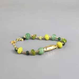 Green Multi Stone Chain Bracelet