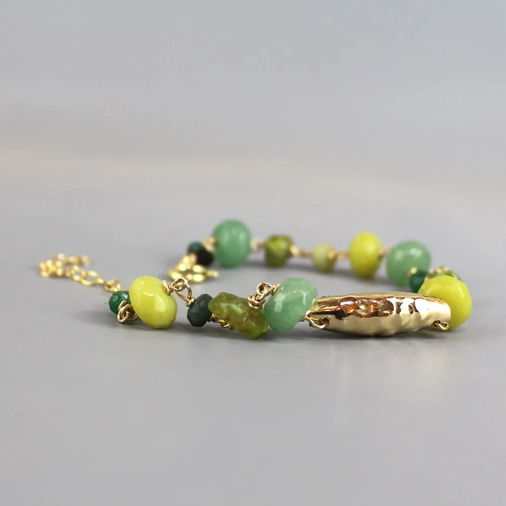 Green Multi Stone Chain Bracelet