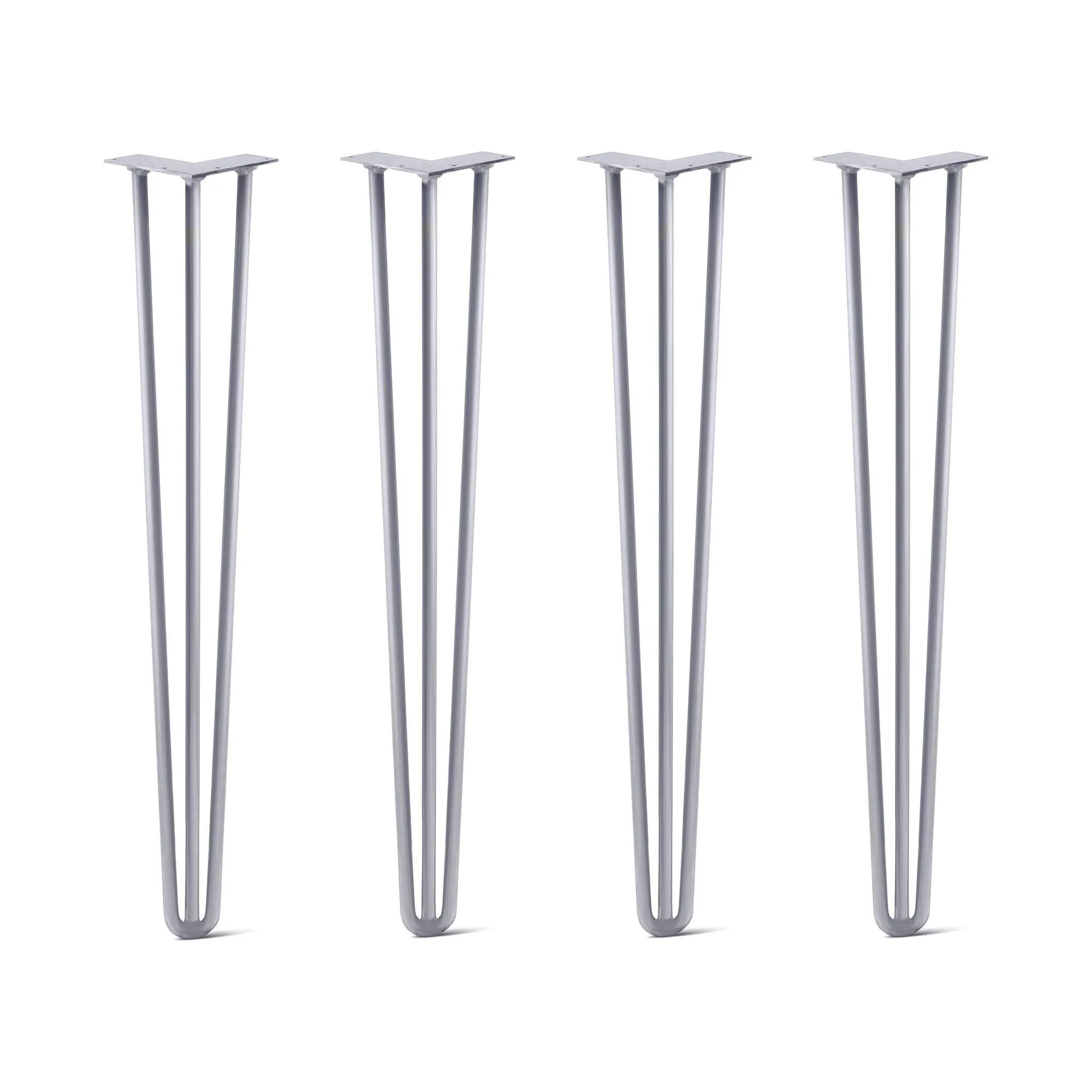 Hairpin Legs Set of 4, 3-Rod Design - Grey Powder Coated Finish