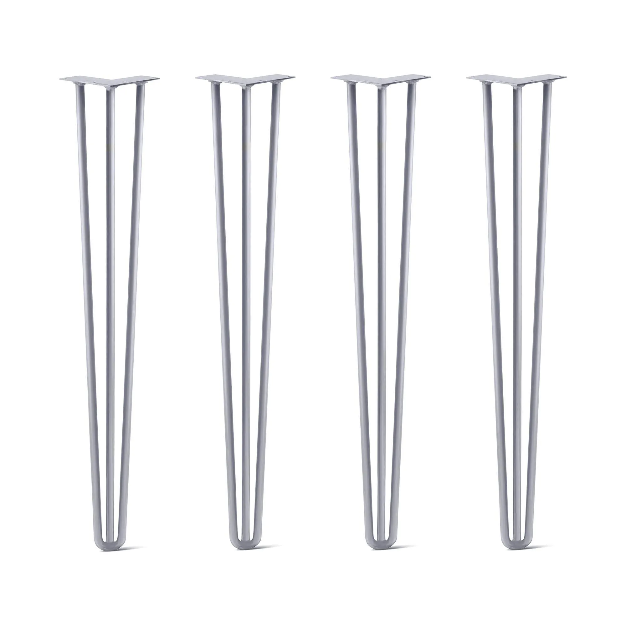 Hairpin Legs Set of 4, 3-Rod Design - Grey Powder Coated Finish