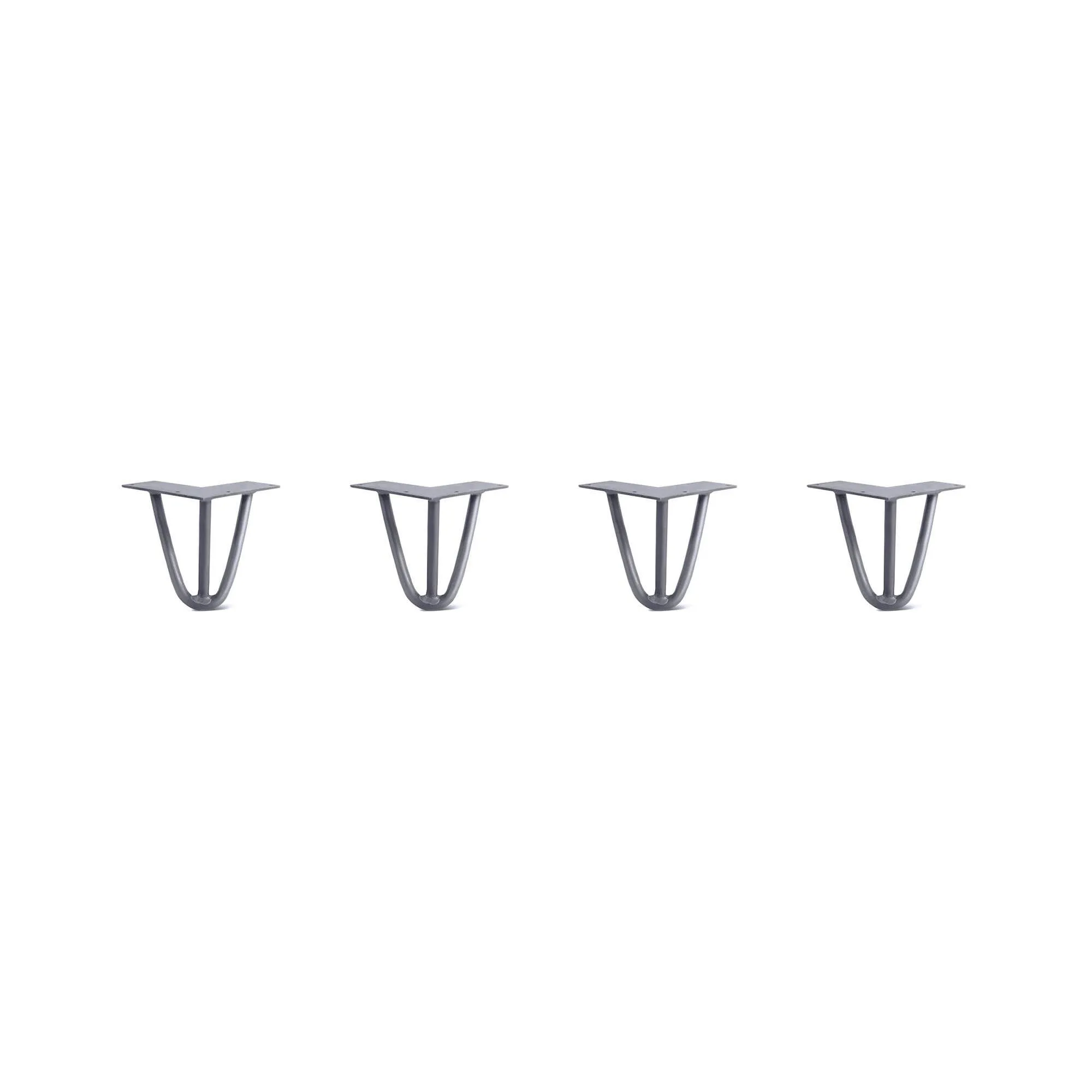 Hairpin Legs Set of 4, 3-Rod Design - Grey Powder Coated Finish