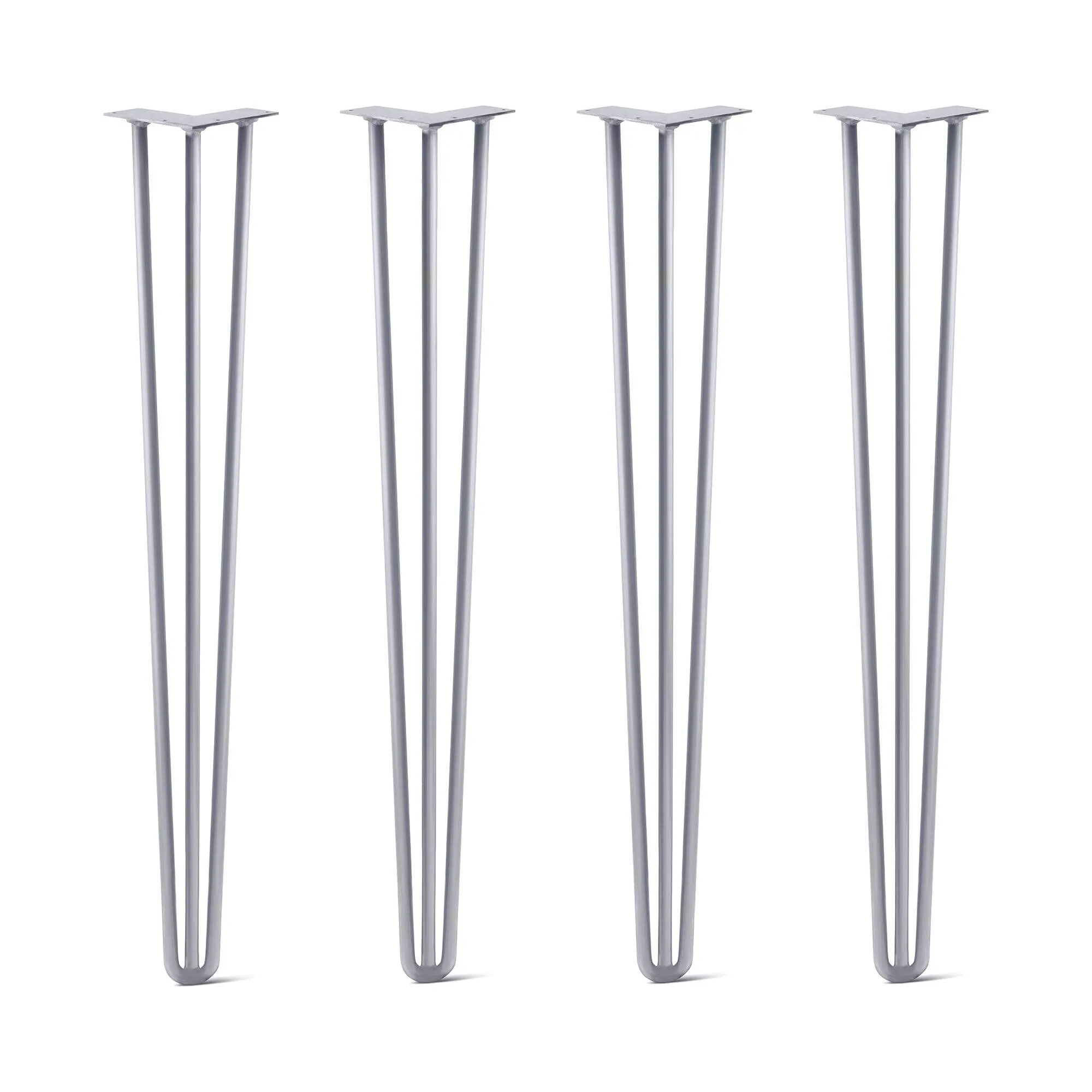 Hairpin Legs Set of 4, 3-Rod Design - Grey Powder Coated Finish