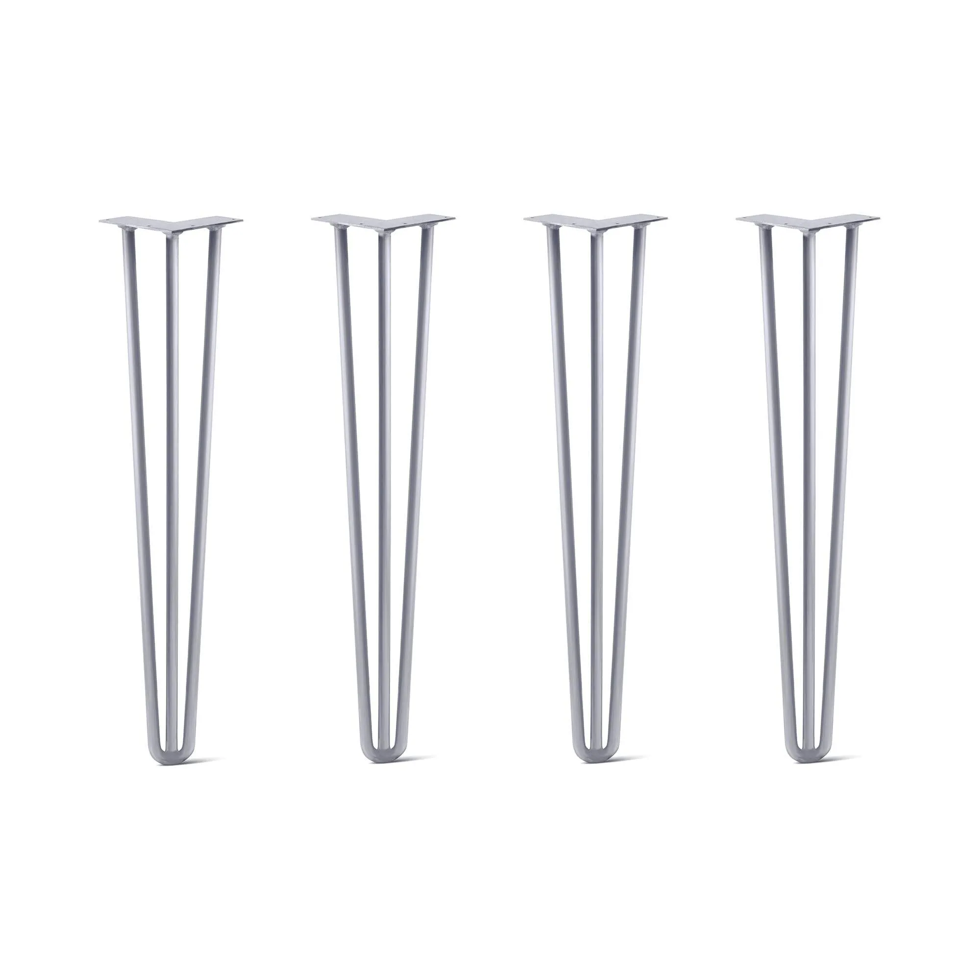 Hairpin Legs Set of 4, 3-Rod Design - Grey Powder Coated Finish