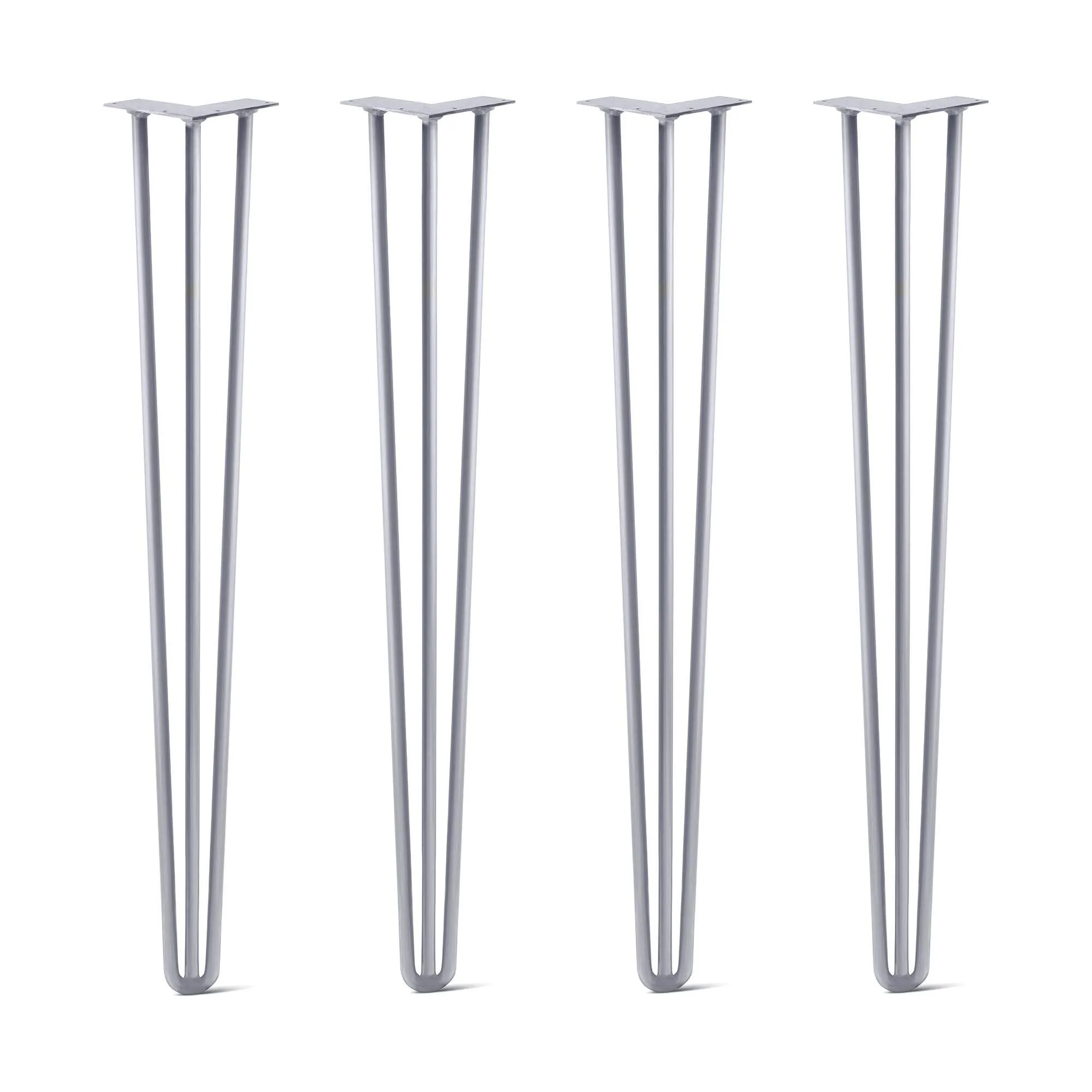 Hairpin Legs Set of 4, 3-Rod Design - Grey Powder Coated Finish