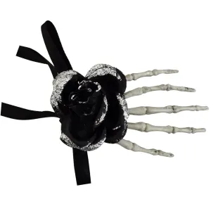 Halloween Hairpin with Flower Skeleton Hand with Rose