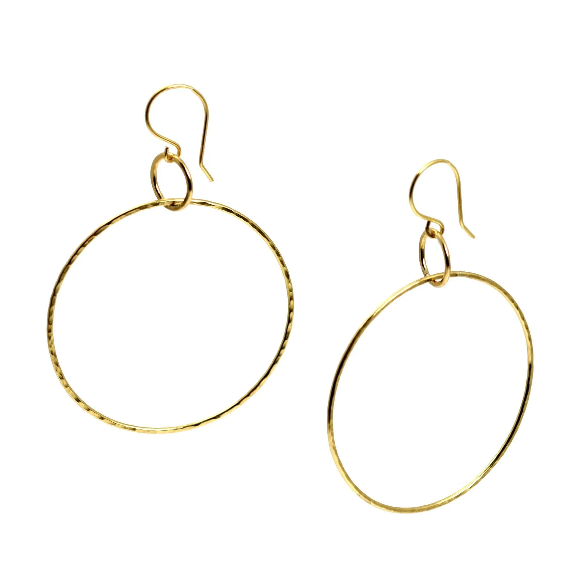 Hammered Nu Gold Brass Hoop Earrings