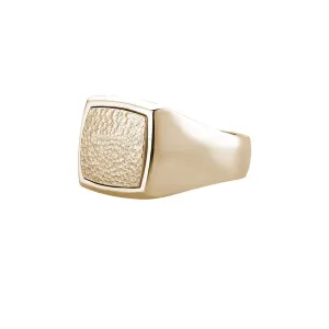 Hammered Square Signet Ring in Gold