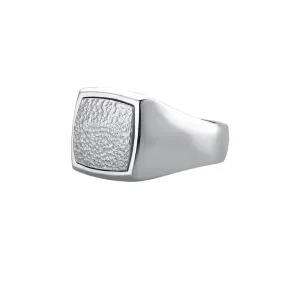 Hammered Square Signet Ring in Silver