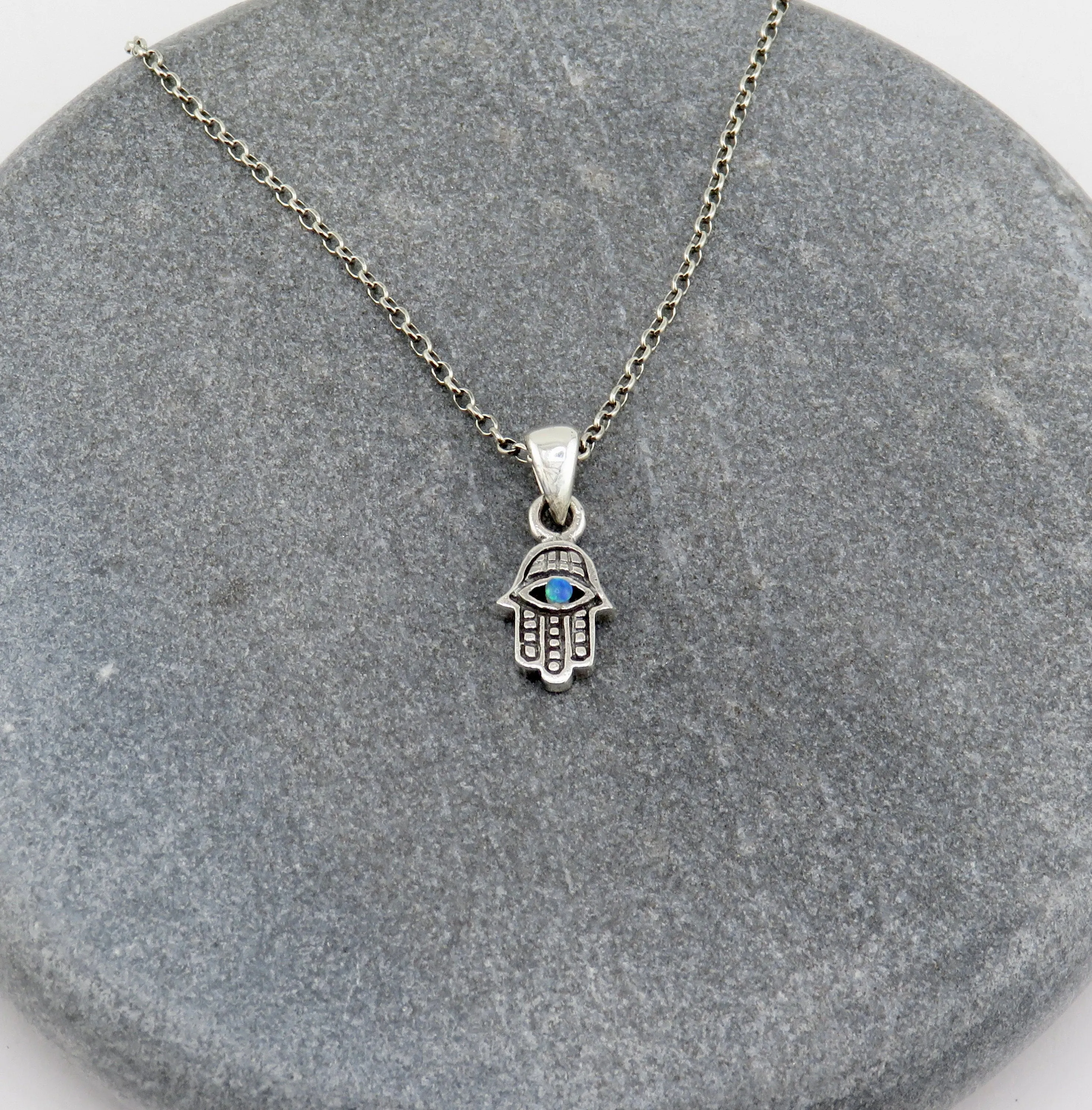 Hamsa with Opal Eye Necklace