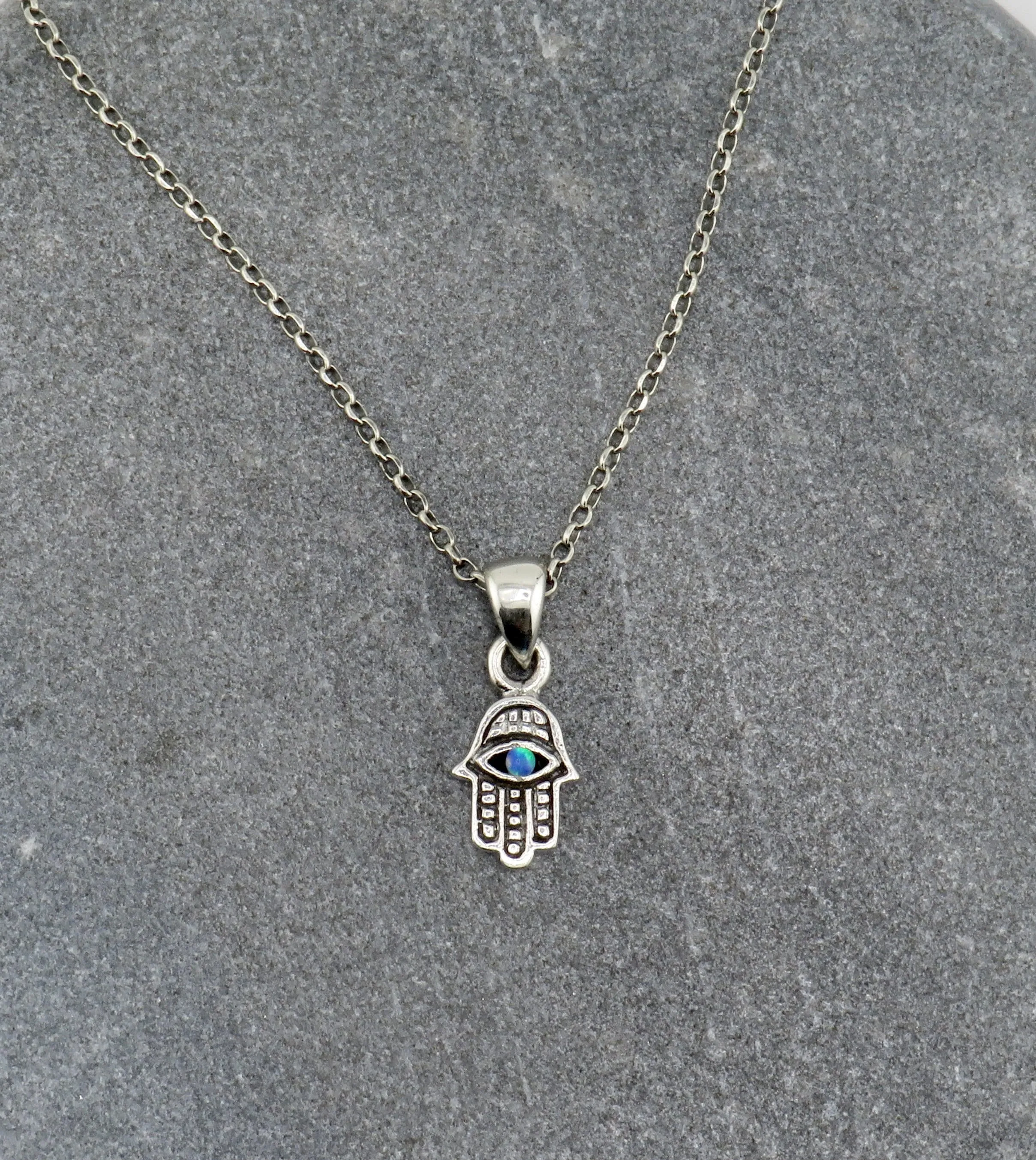 Hamsa with Opal Eye Necklace