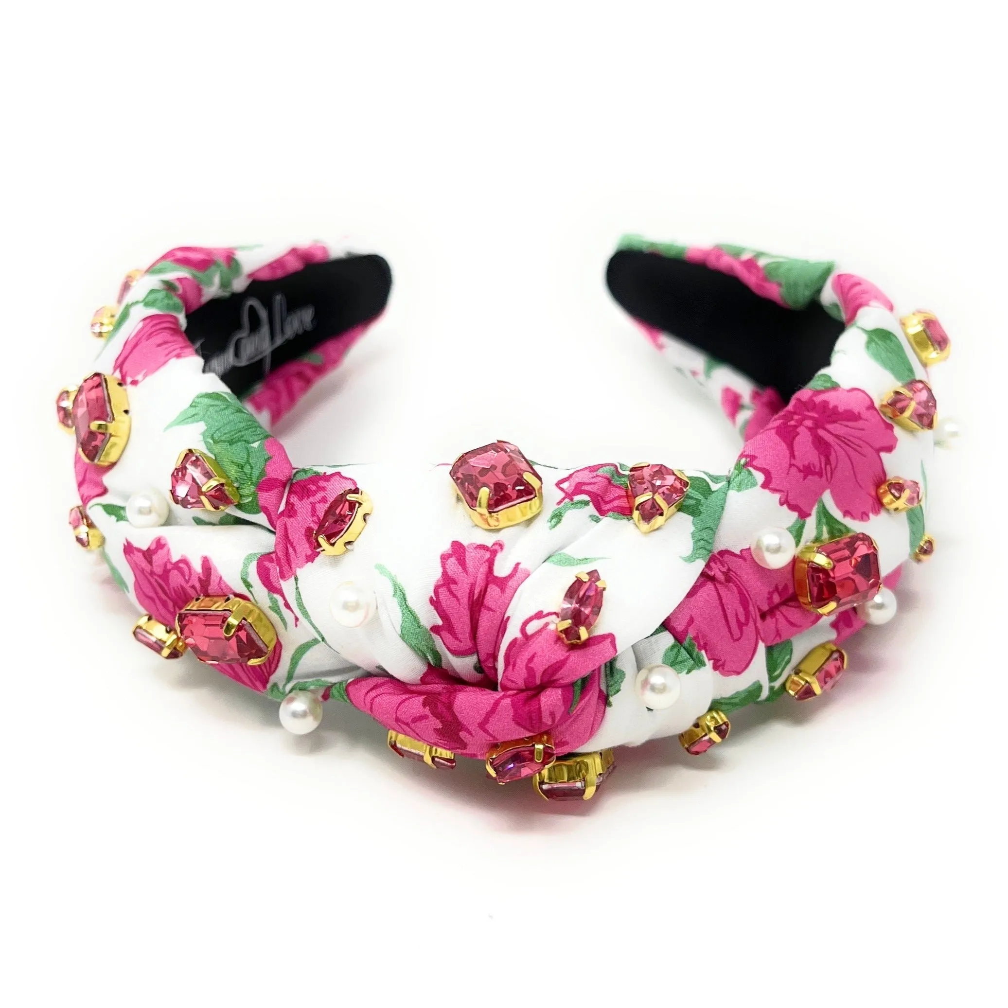 Hand Sewn Rose Jeweled Knot Headband