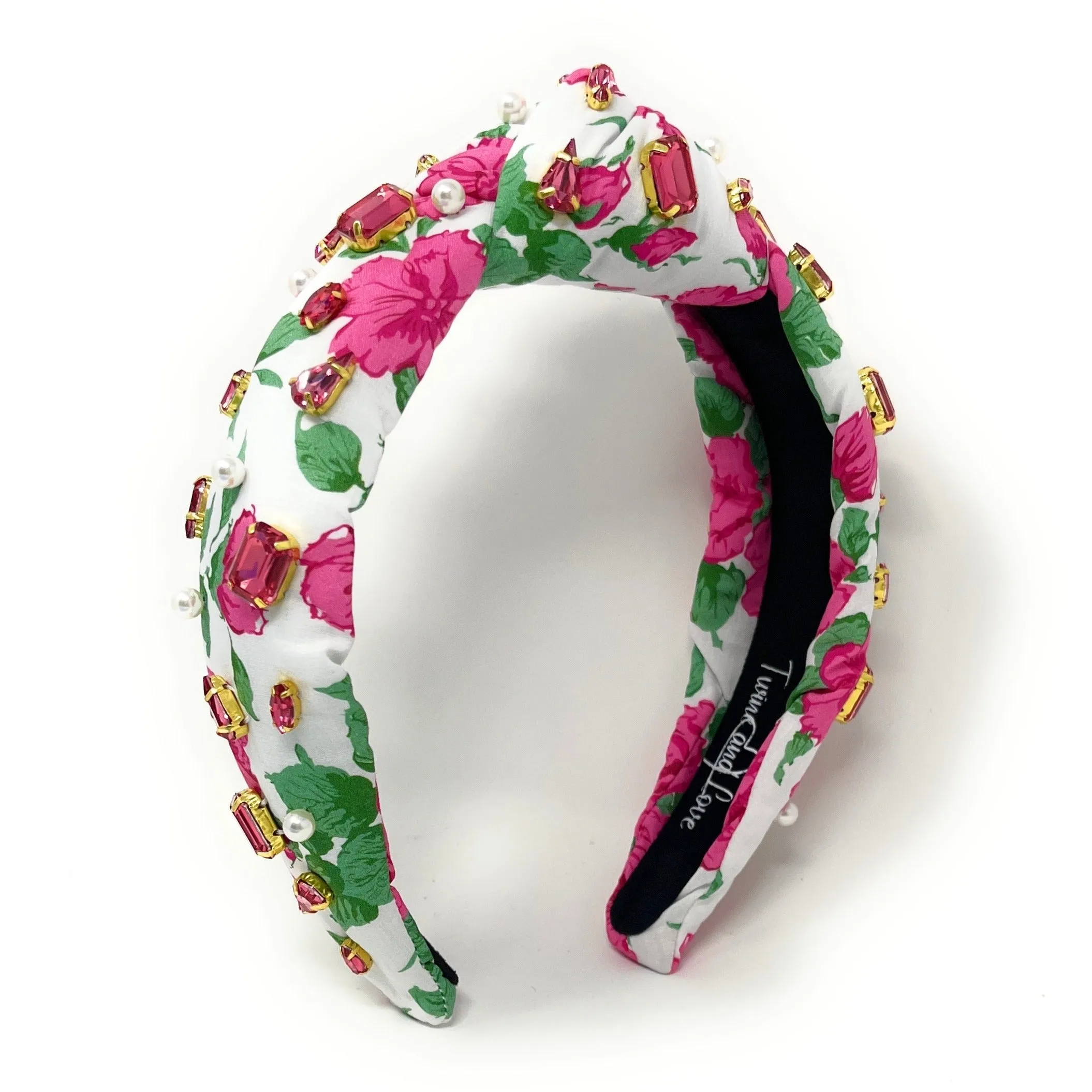 Hand Sewn Rose Jeweled Knot Headband