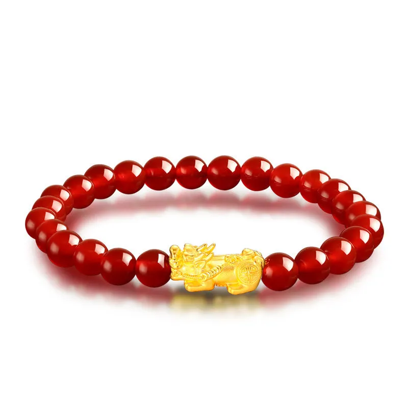 Hard Gold Bead Obsidian Sand Gold Brave Bracelet String Garnet Jewelry