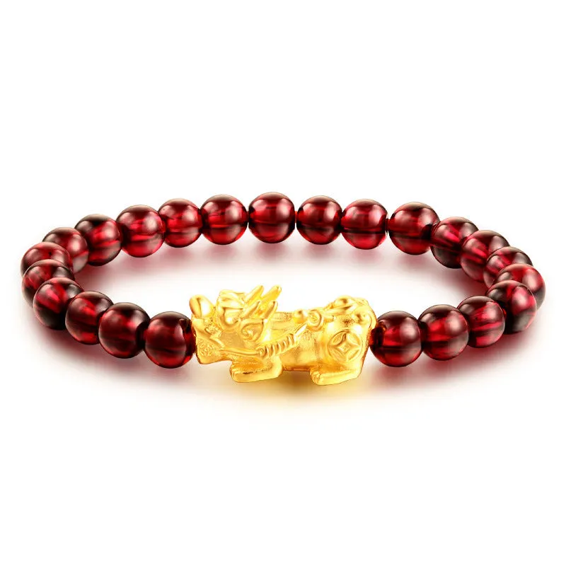 Hard Gold Bead Obsidian Sand Gold Brave Bracelet String Garnet Jewelry