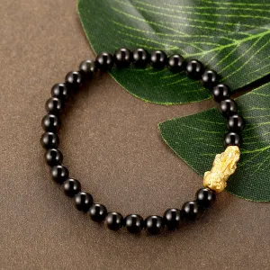 Hard Gold Bead Obsidian Sand Gold Brave Bracelet String Garnet Jewelry