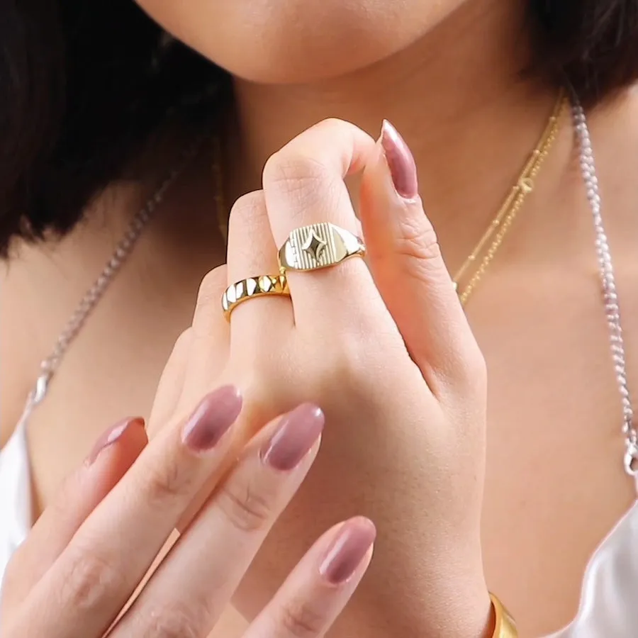 Heart Full Gold Locket Signet Ring