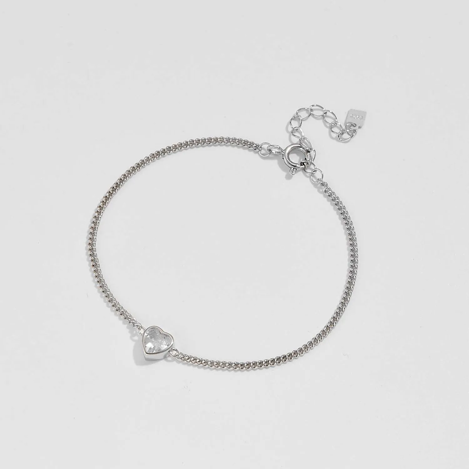 Heart Inlaid Zircon Spring Ring Closure Bracelet