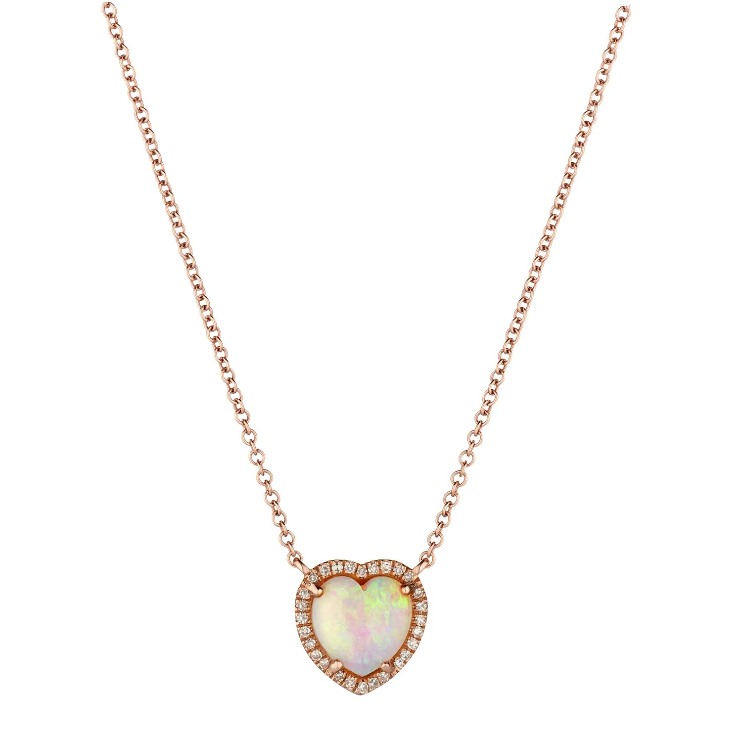 HEART SHAPED OPAL & DIAMOND NECKLACE