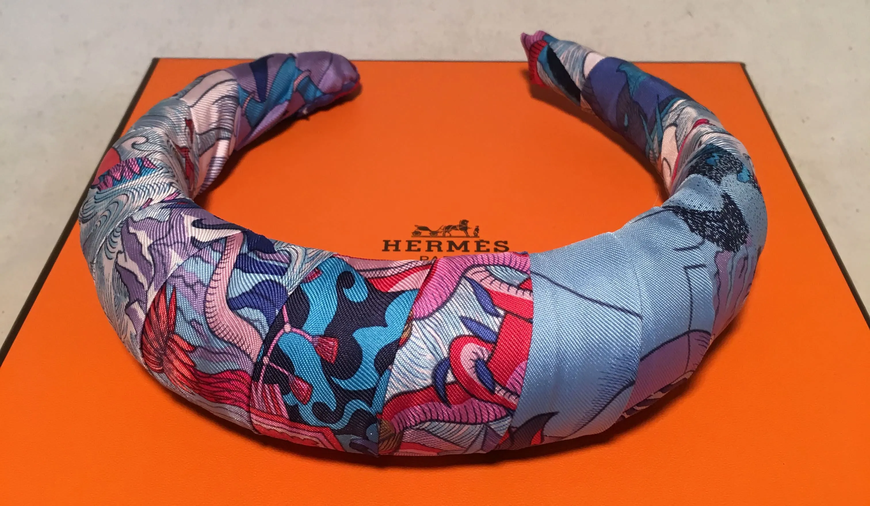 Hermes Cosmographia Silk Scarf Padded Headband