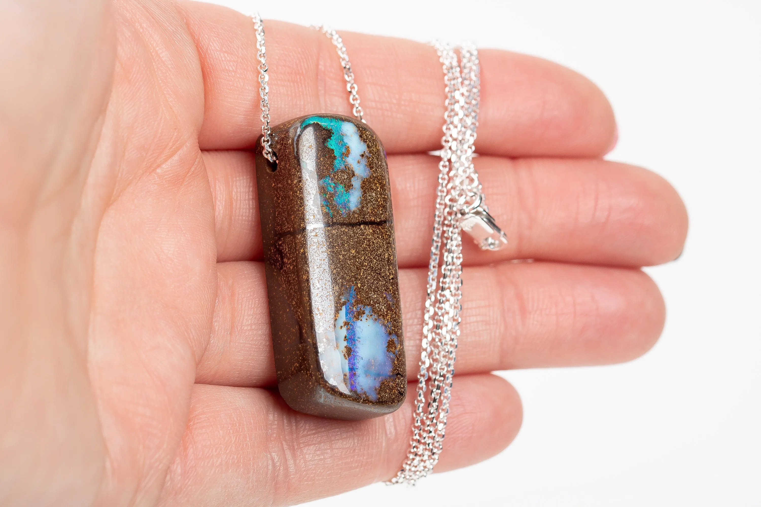 Huge Blue Boulder Opal Necklace