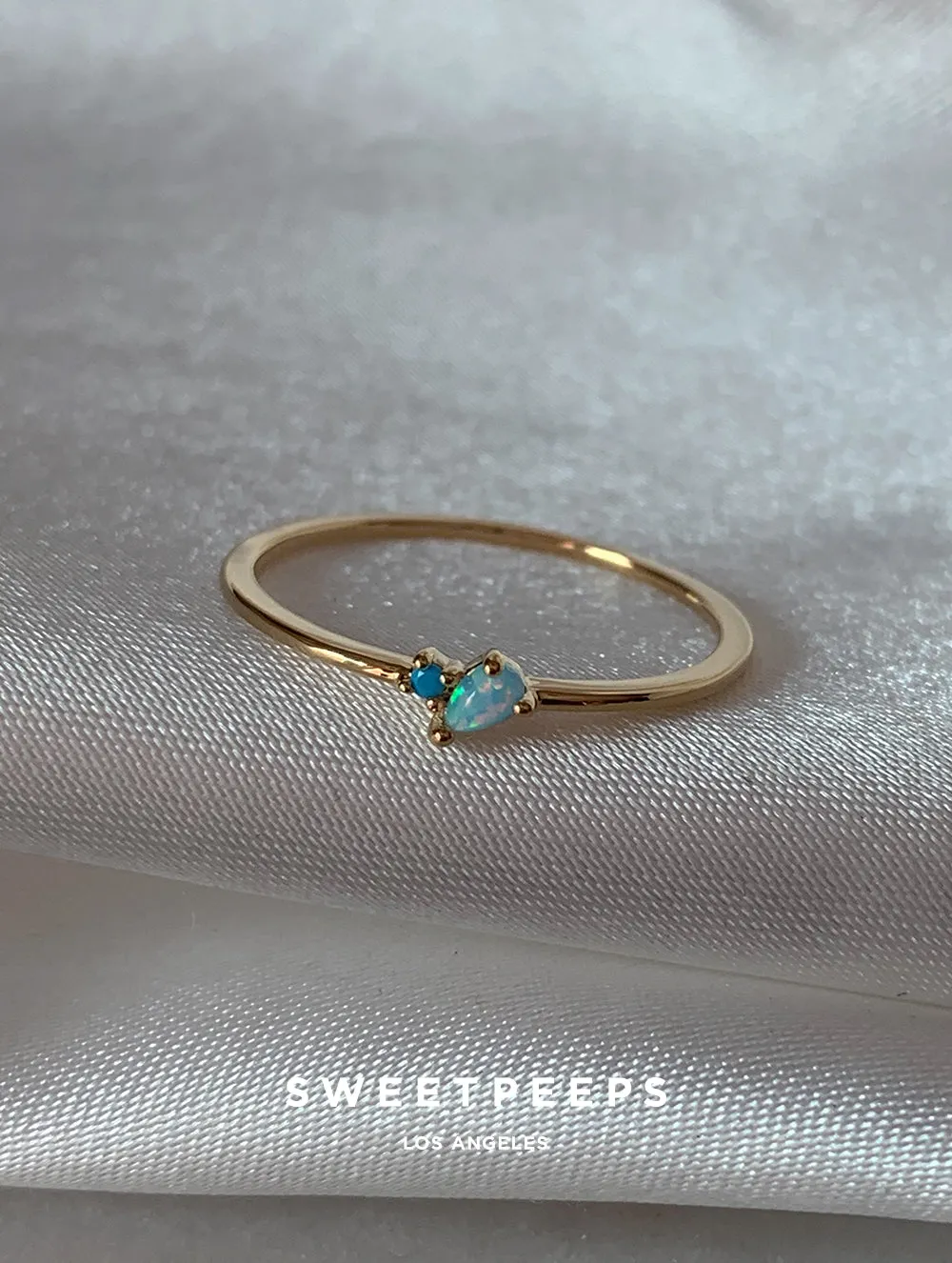 Indigo Minimal Opal Ring