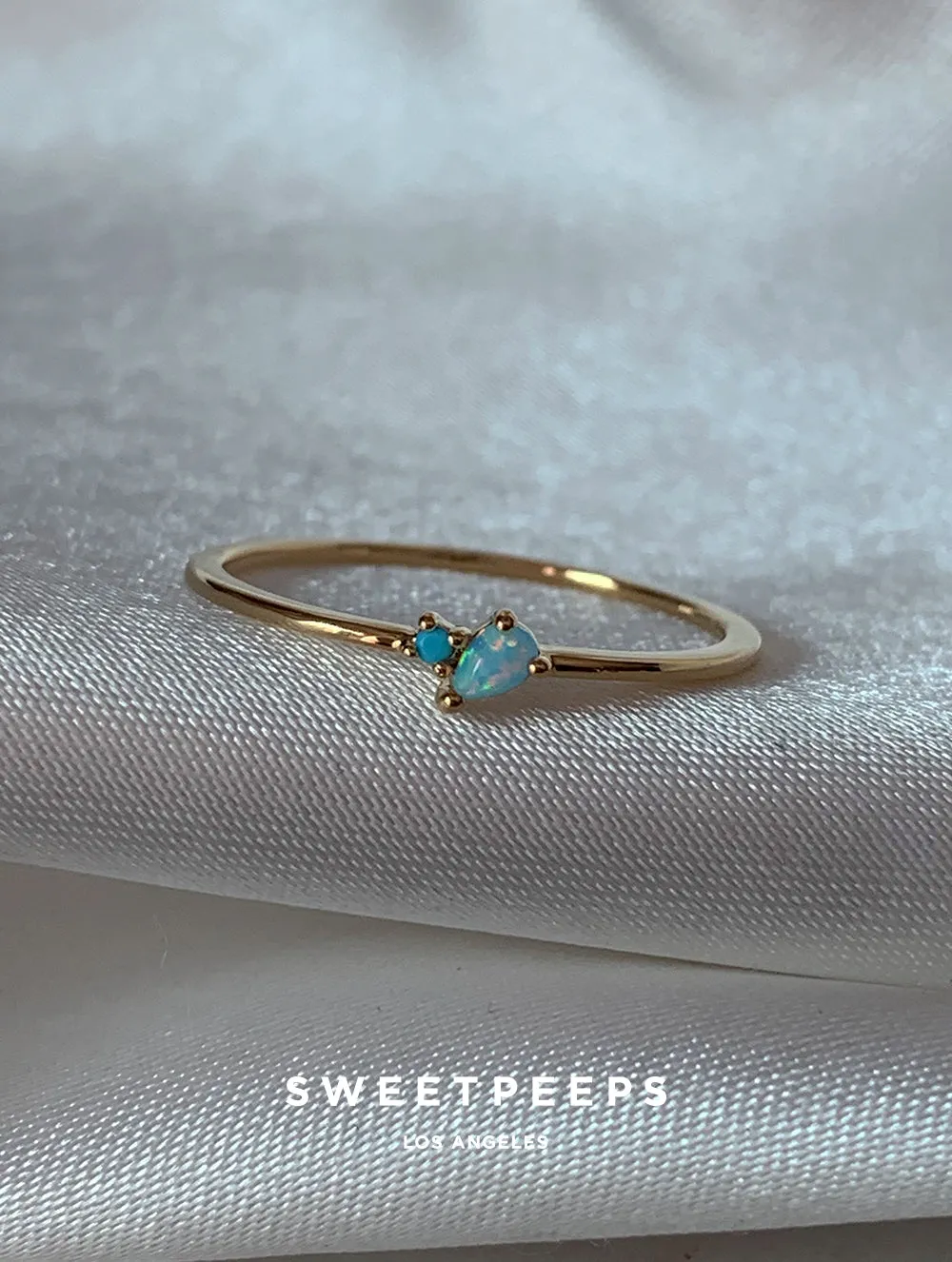 Indigo Minimal Opal Ring