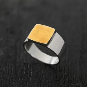 Integrated Silver and Gold Signet Ring