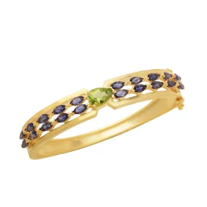 Iolite Openable Silver Bangle Bracelet With Peridot