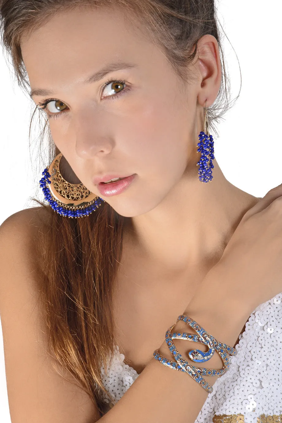 ISHARYA FLORENTINE Serpent Blue Crystal Cuff