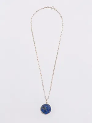 Jessica Lapis Coin Pendant Necklace