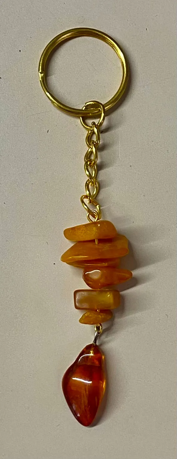 Key chain of natural amber stones (2212)