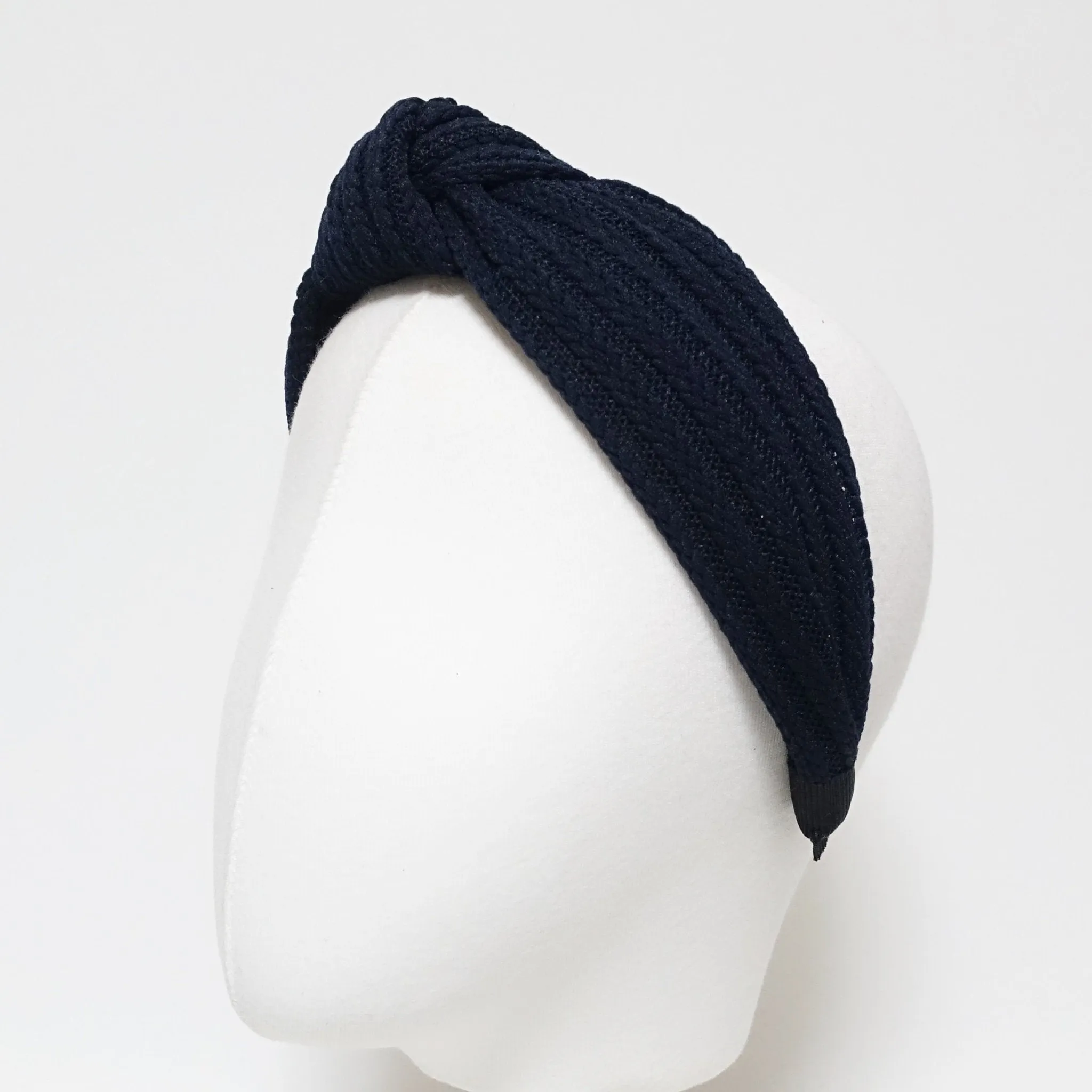 knit stripe top knot headband woman hairband