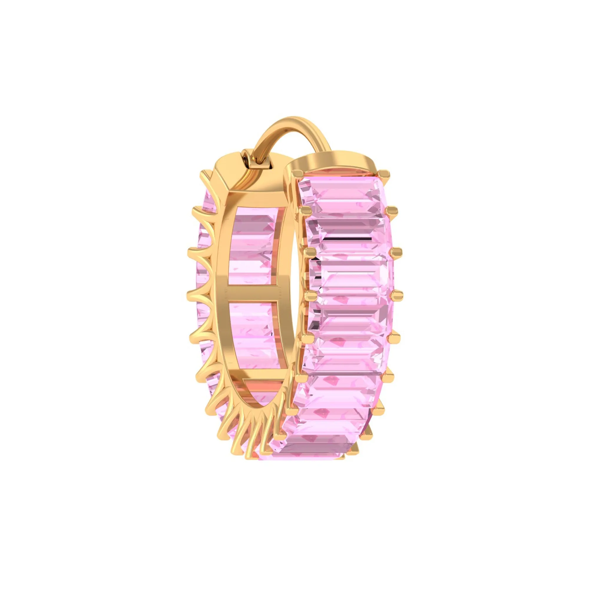 Lab Created Pink Sapphire Conch Hoop Earring in Gold