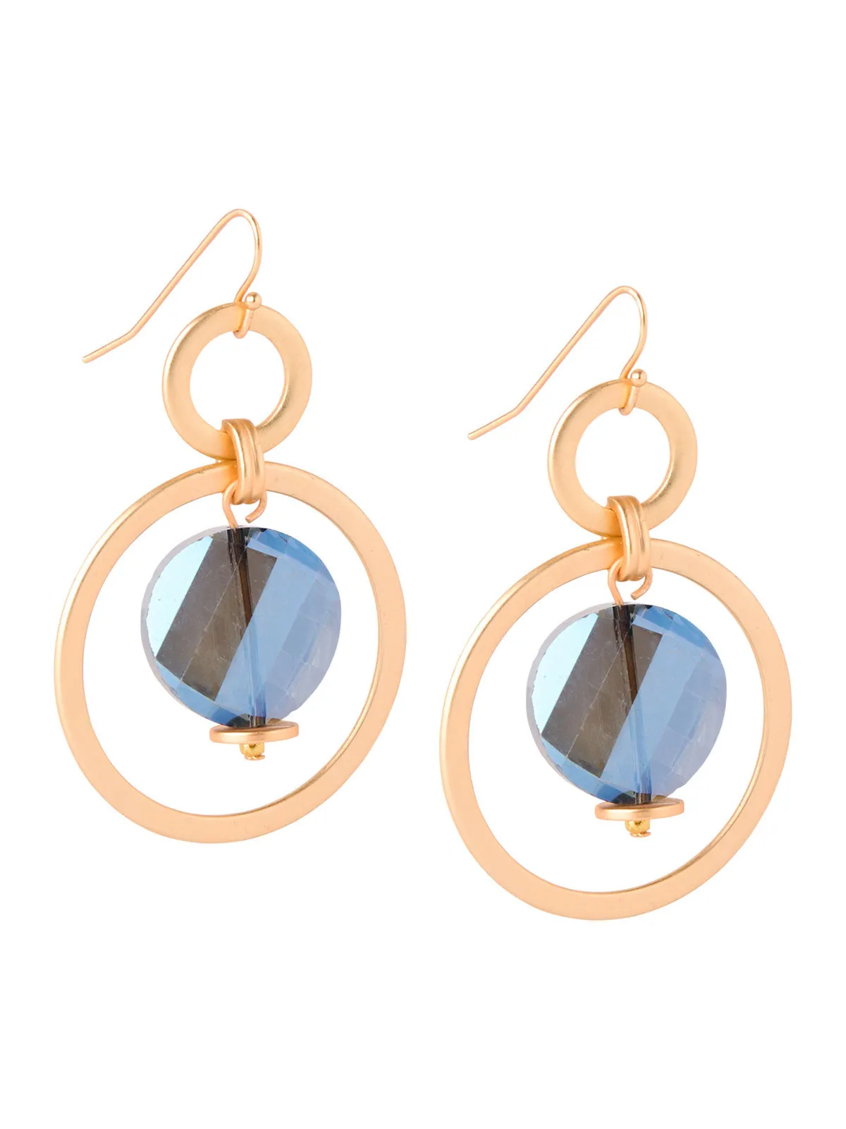 Labradorite and Matte Gold Hoop Earrings