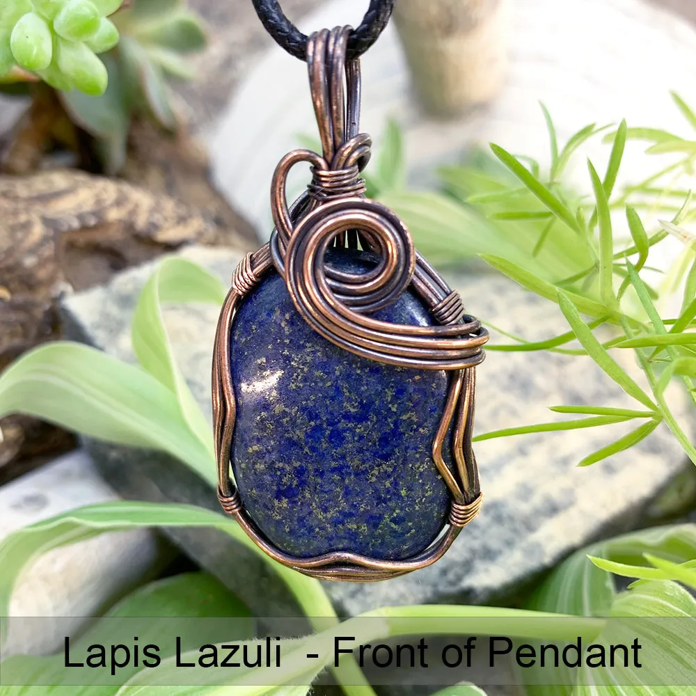 Lapis Lazuli Copper Wire Pendant Necklace