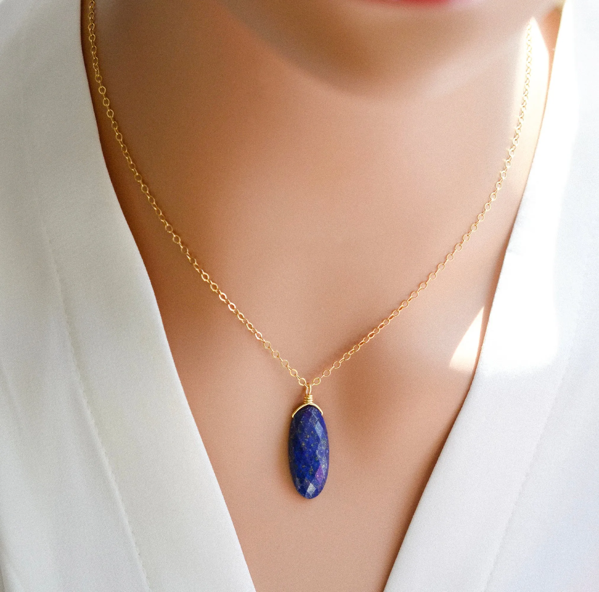 Lapis Lazuli Faceted Oval Necklace