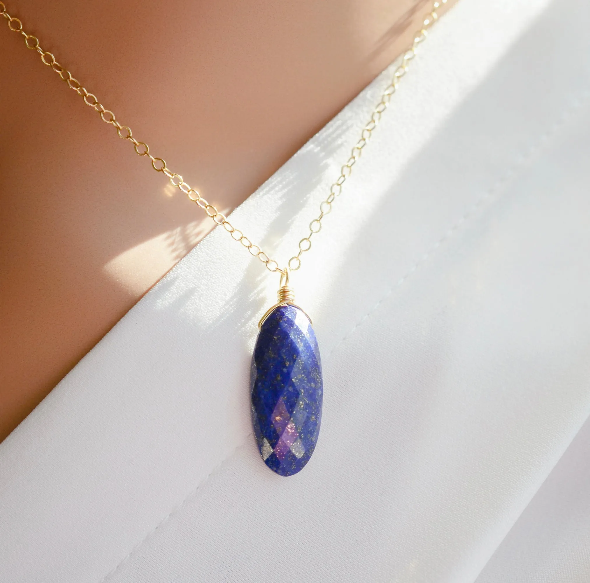 Lapis Lazuli Faceted Oval Necklace