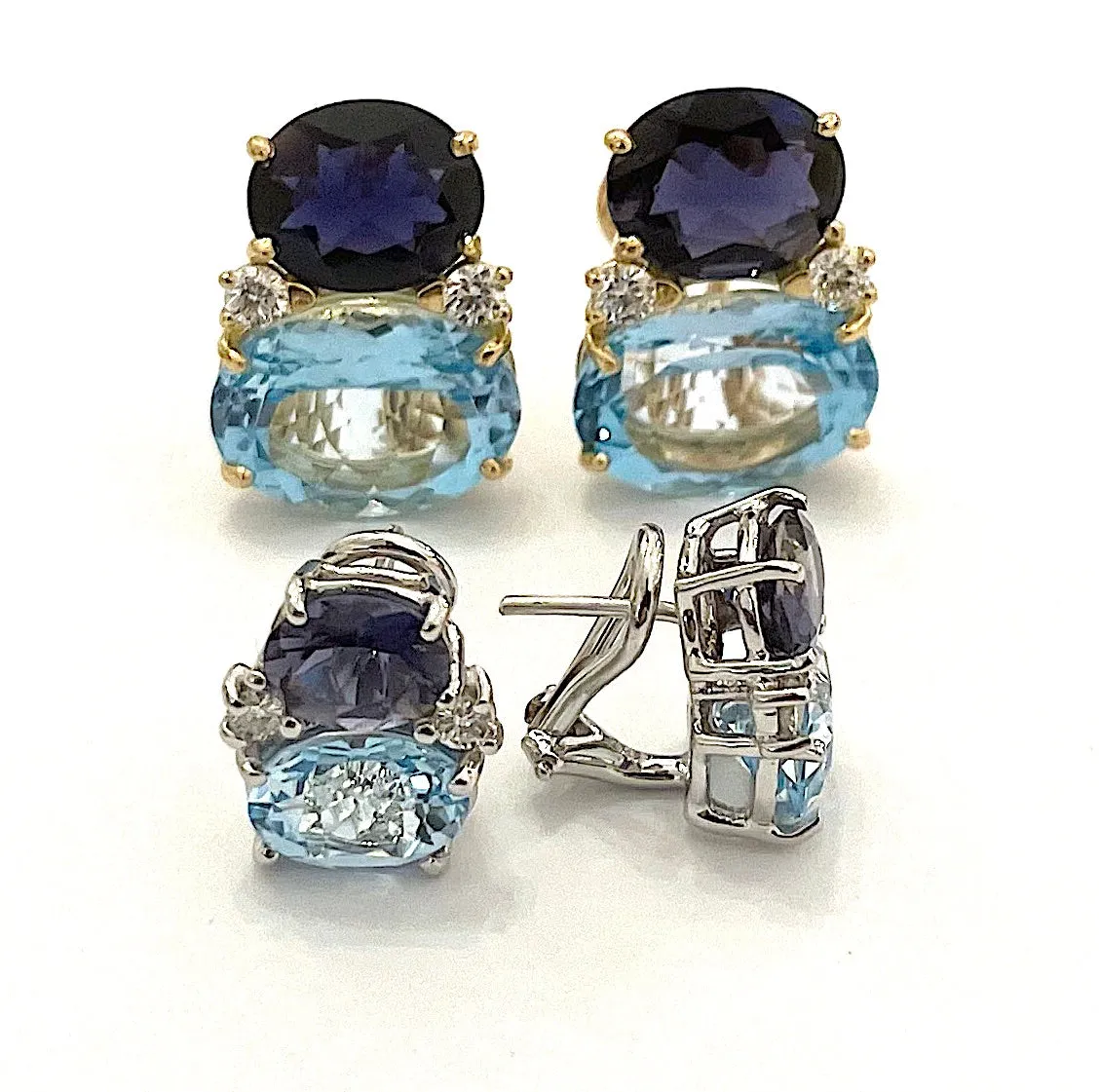 Large GUM DROP™ Ring with Blue Topaz and iolite and Diamonds