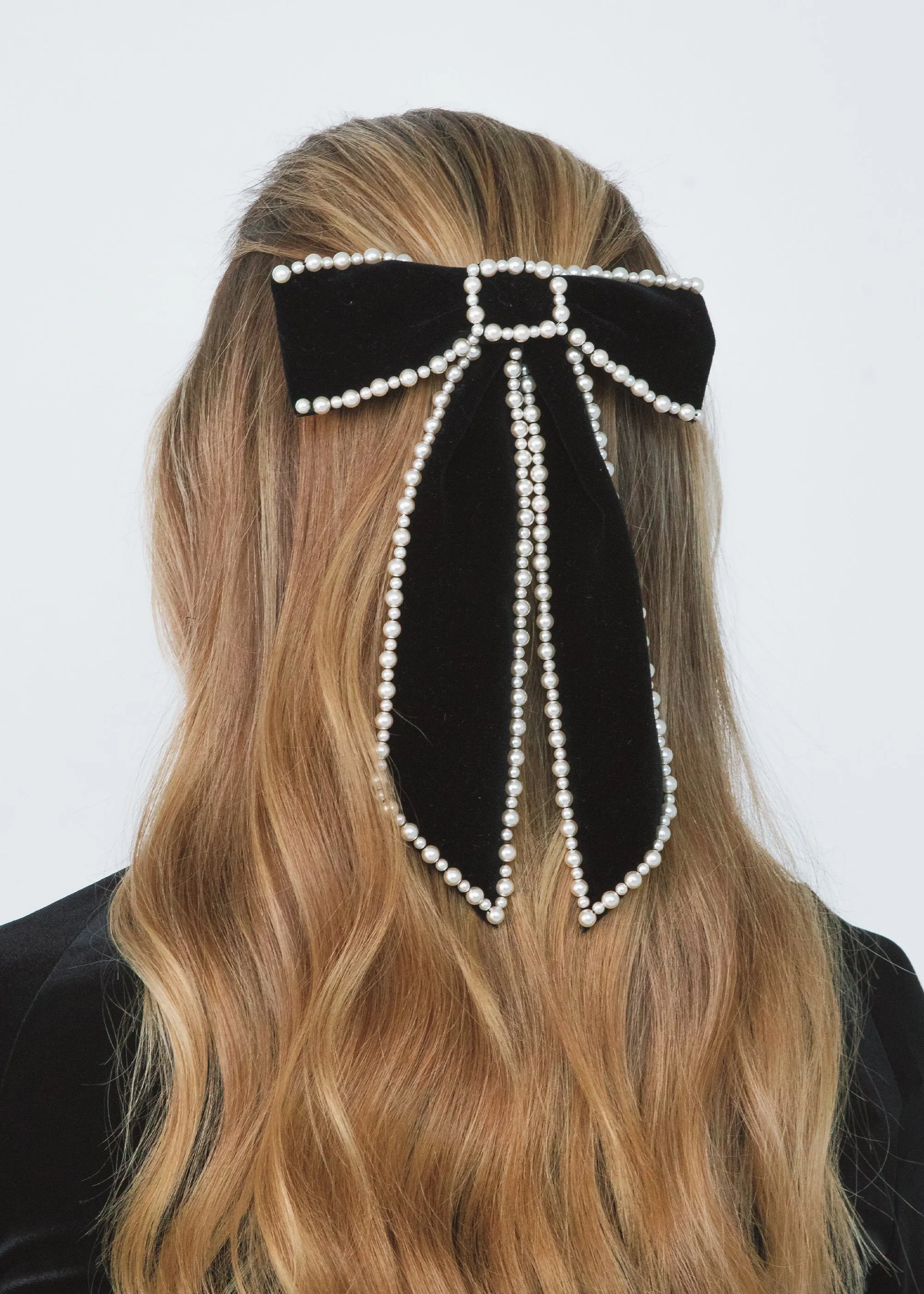 Lennox Bow Barrette -- Black Pearl