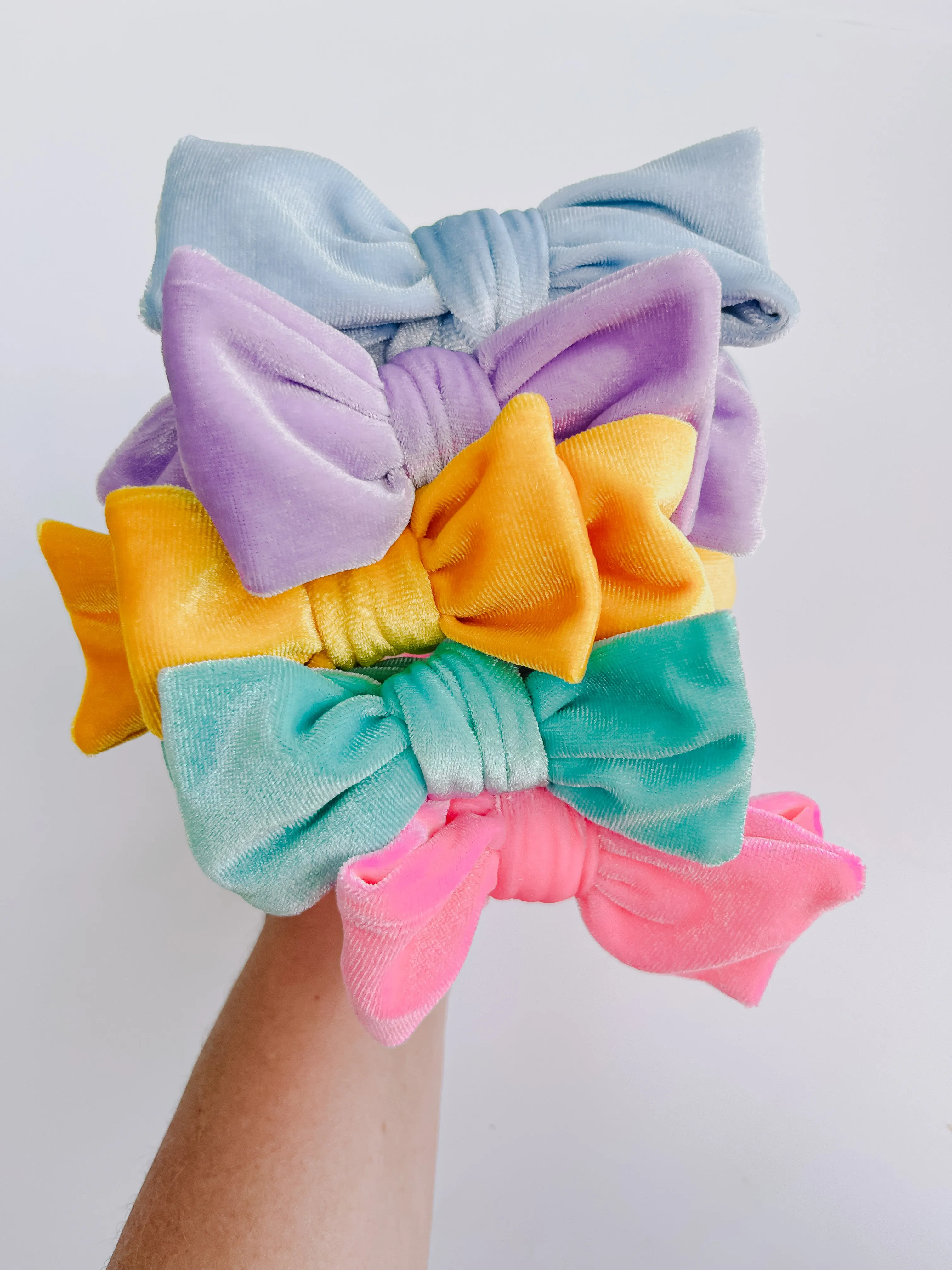 Light Blue Velvet Bow Headband