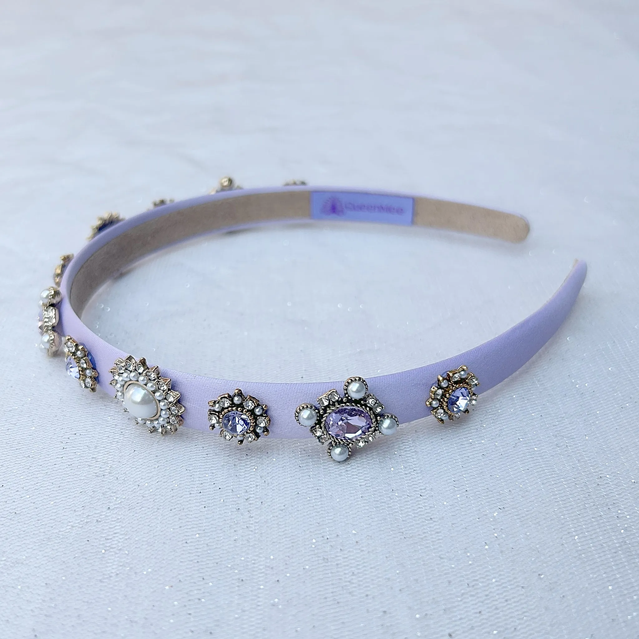 Lilac Headband Lilac Hair Band Thin Hair Band with Pearls and Jewels