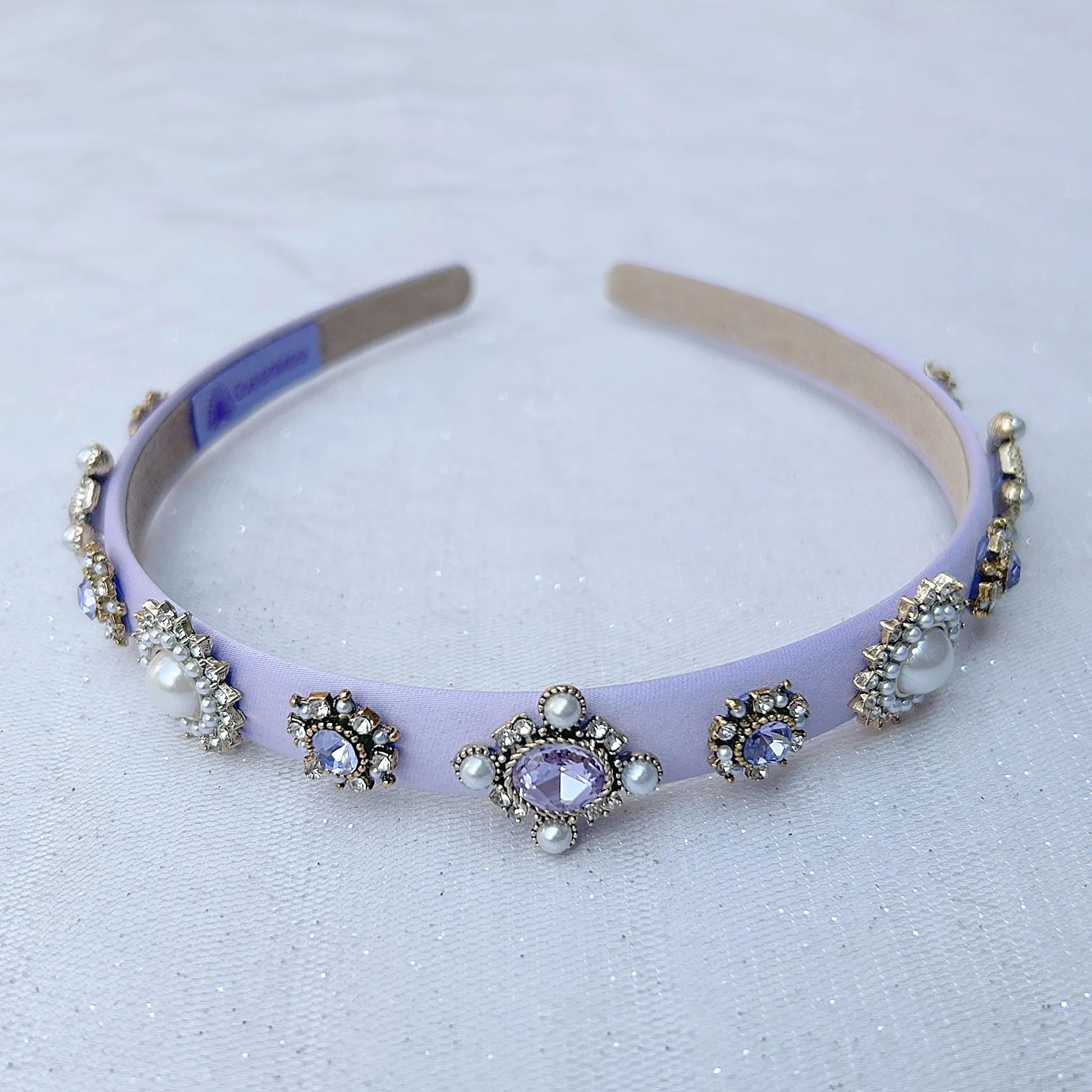 Lilac Headband Lilac Hair Band Thin Hair Band with Pearls and Jewels