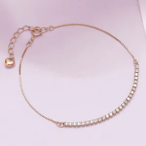 Linear Sleek Zircon 925 Rose Gold Bracelet