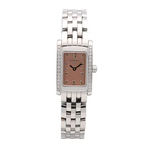 Longines DolceVita Watch Stainless Steel Diamond Bezel Pink Dial Quartz (Preowned)