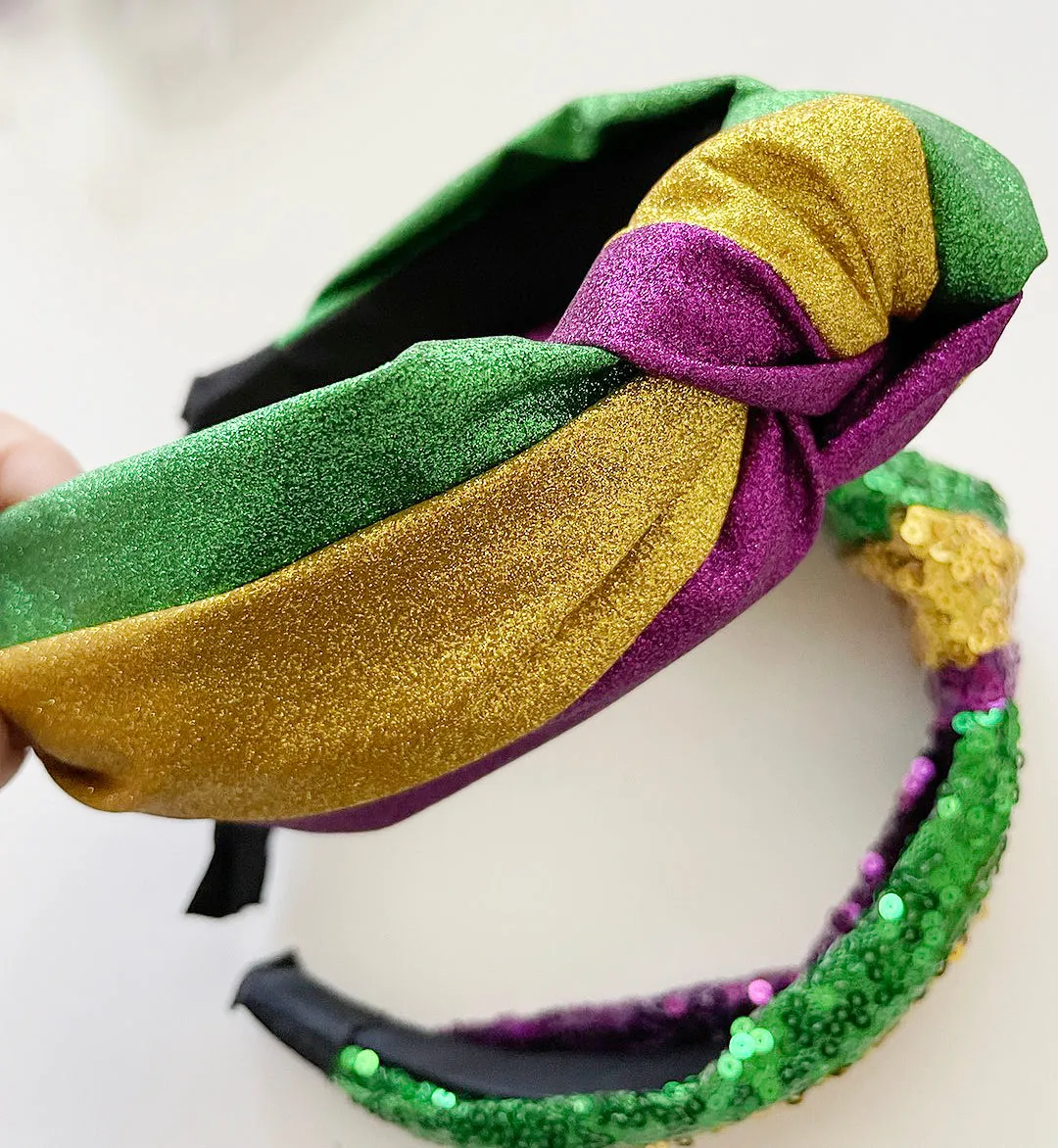 Mardi GrasHeadband Wide Boho Headband Colorful Headband Mardi Gras Headband