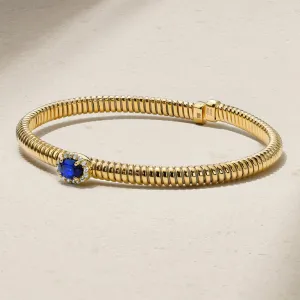 Mark Henry 18k Yellow Gold Sapphire and Diamond Flex Bangle