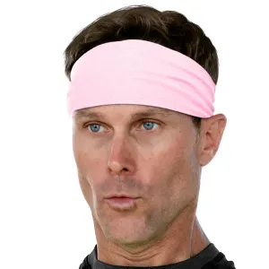 Men's Headbands Cotton Jersey 3" Wide Sports Fitness Yoga Made in the USA Pink Light