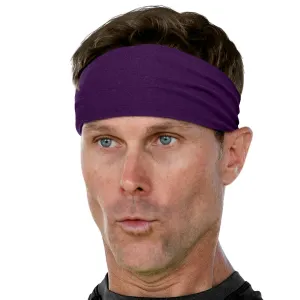 Men's Headbands Cotton Jersey 3" Wide Sports Fitness Yoga Made in the USA Plum